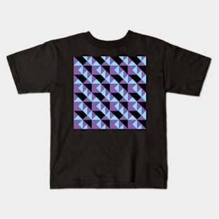 ’Zangles’ - in Purple and Sky Blue on a Black base Kids T-Shirt